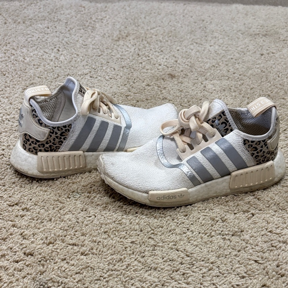 Adidas white Sneakers with Leopard Print